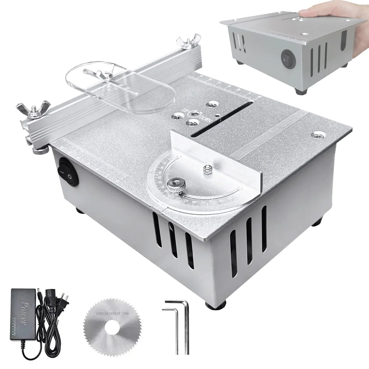 Circular Table Saw Mini Bench Saw and Belt Sander 7 Speeds Cutting Depth for Wood Plastic Stone Metal DIY Woodworking Projects