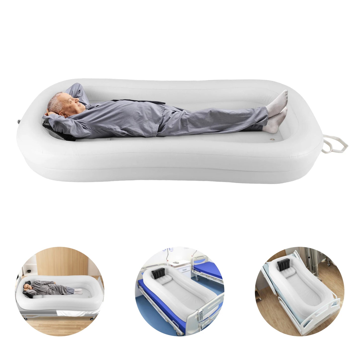130W 10L Rectangle Portable Air Bathtubs for Adults Double-layer PVC Shower Bathtub with Electric Air Pump