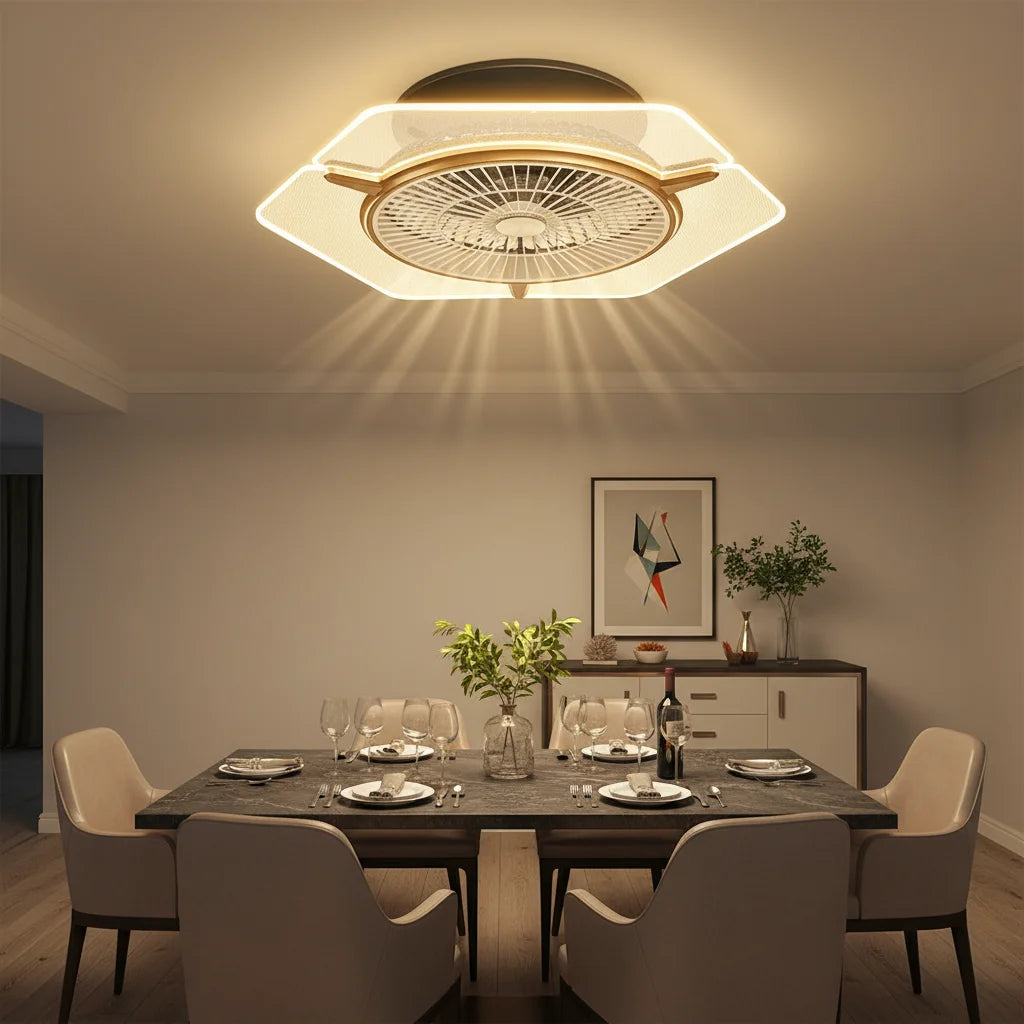 Gold Modern Ceiling Fan Light 2880lm Lumens Ceiling Fan Light with Remote Control for Living Rooms, Dining Rooms, Bedrooms