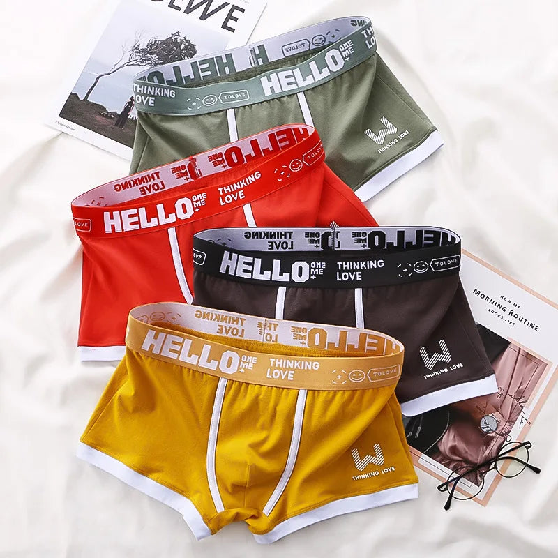4PCS/LOT Men's Panties Cotton BoxerShorts Man Underwear Mens Boxers Sexy U Convex Male Underpants Plus Size Calzoncillos
