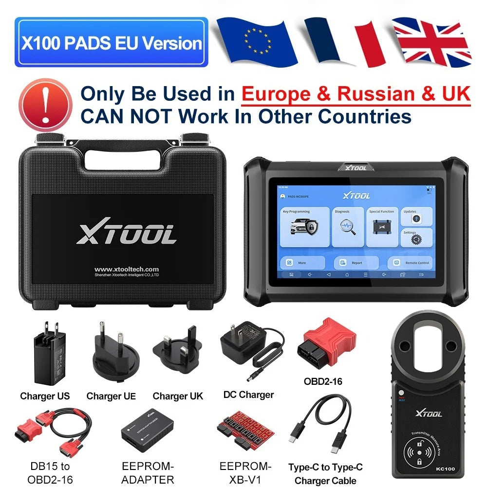 XTOOL X100 PADS Key Programmer Read/Write IMMO Chip Programming Smart Key Car Diagnostic Tool Automotive Scanner CANFD DOIP FCA