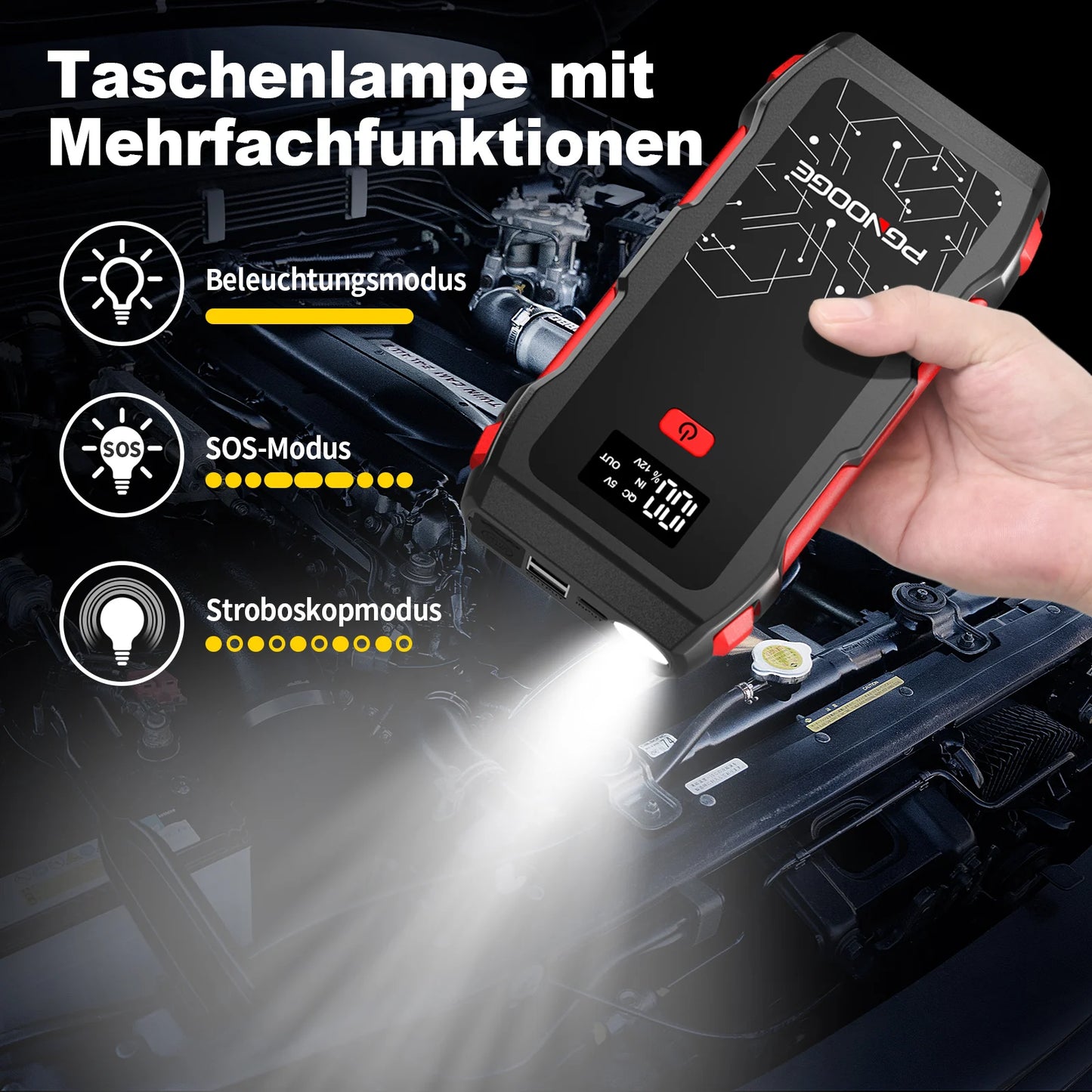 26800mAh 6000A Car Jump Starter, Car Battery Booster for All Gas and Up to 10L Diesel Engines, 12V Auto Emergency Jumper Starter