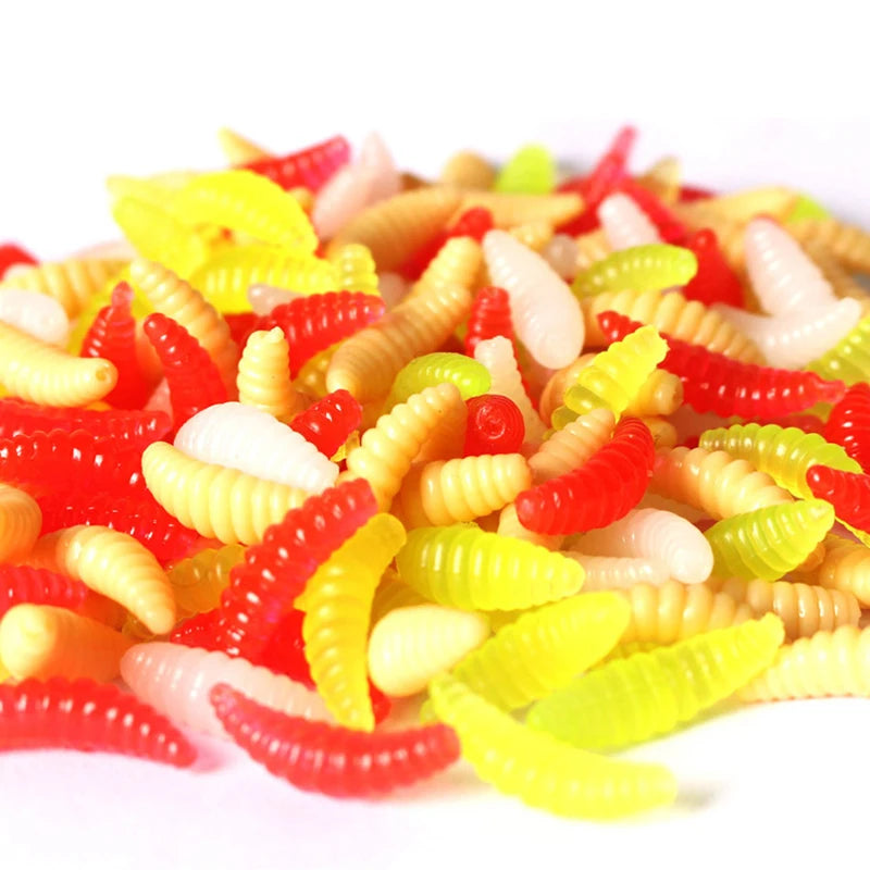 Wholesale 2cm 0.3g Maggot Soft Fishing Lure Silicone Smell Grub Fishing Worms Artificial Fishy Bait 1000/500/300/200/100/50PCS