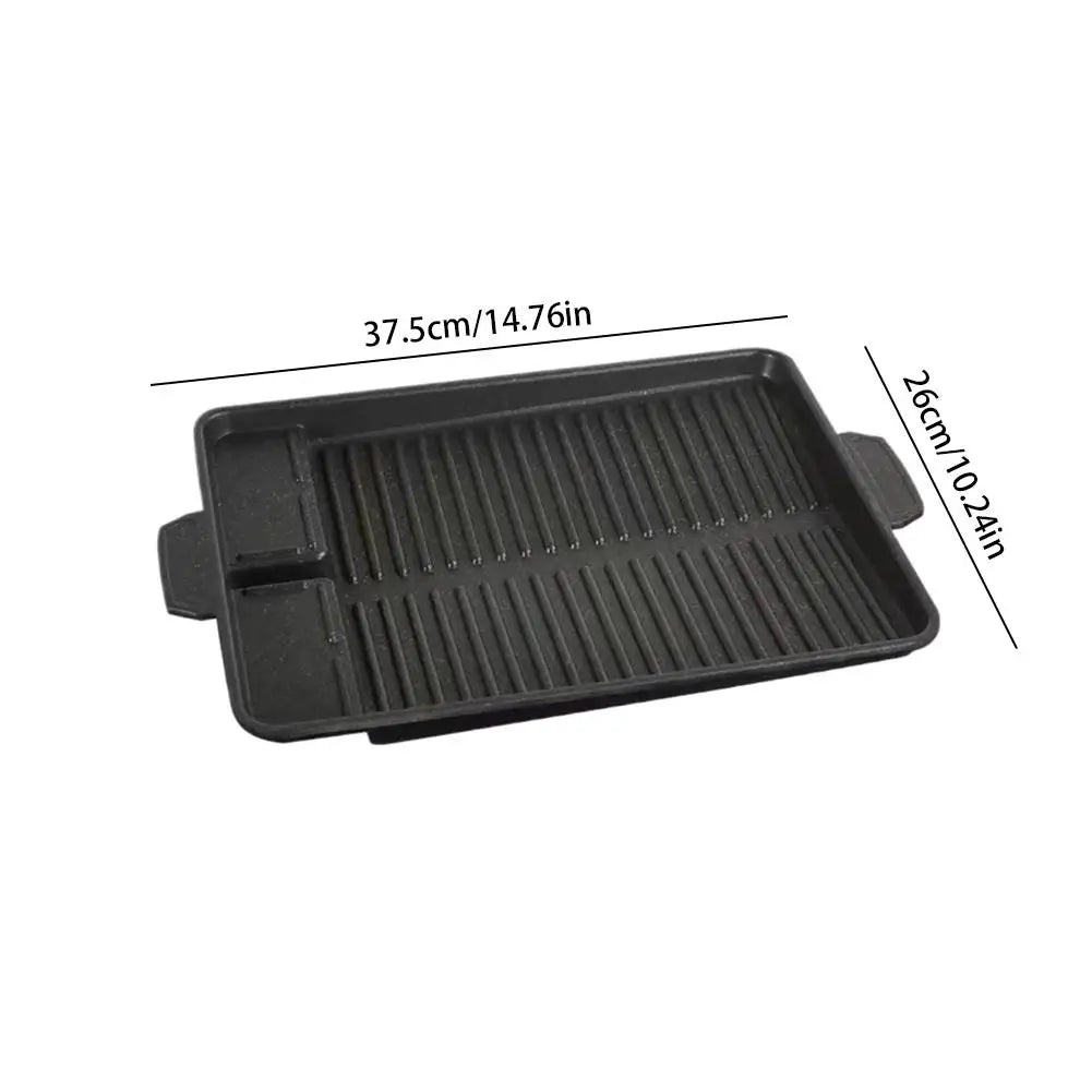 Korean Rectangle BBQ Grill Pan Portable Non-Stick Barbecue Pan Aluminum Titanium Coating Barbecue Pan For Home Party Outdoor