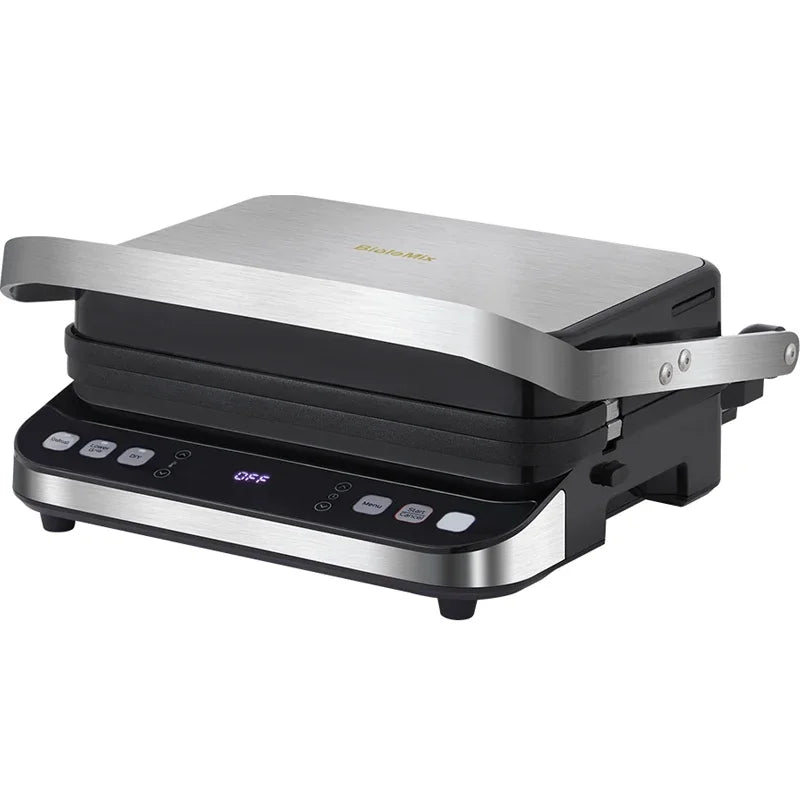 BioloMix 2000W Digital Contact Grill Features 180 Degree Open Design Optional Waffle Maker Plates for Panini BBQ and More
