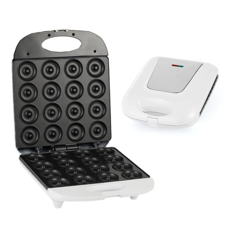 Mini Donut Maker Machine 1400W for Breakfast Snacks Desserts with Non Stick Surface Makes 16 Doughnuts Smart Temperature Control