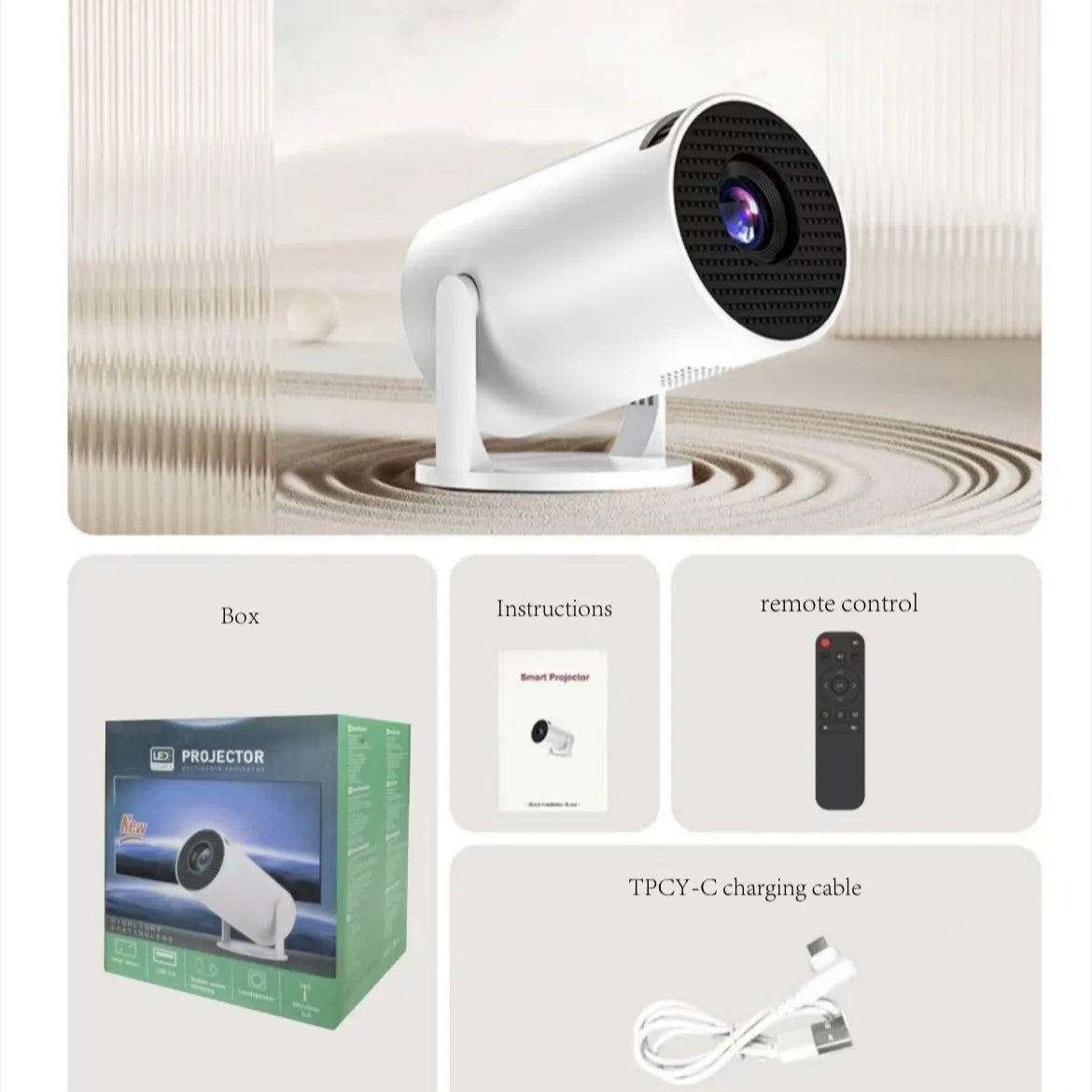 Full HD 1080P HY300 Portable Projector 270 Degree Rotation Technology Multi-device Compatibility USB HDMI Input Video Projective