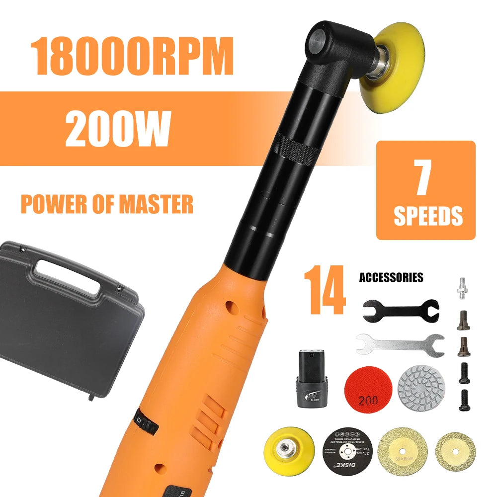TKKEACE Cordless Mini Car Polisher 110-240V 12V Micro Cordless Scratches Killer DA/RO Car Polisher 11 Speed 1/2/3inch 30 Pads