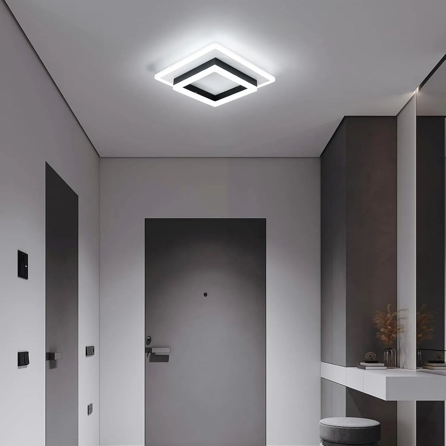 Square Acrylic  Ceiling Light Modern LED Ceiling Lamp,White 6500K LED Ceiling Lights for Bedroom Office Kitchen Living Room