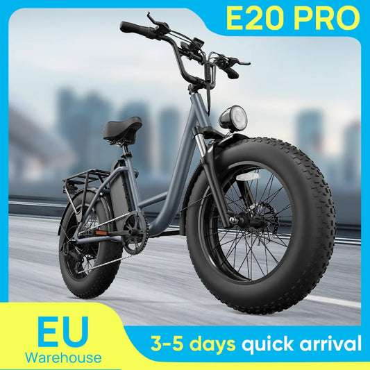 URLIFE E20PRO All-Terrain 20" Fat Tire E-Bike 1500W Motor 48V 15.6Ah Battery 100 Mi Range Color Display & Front Suspension