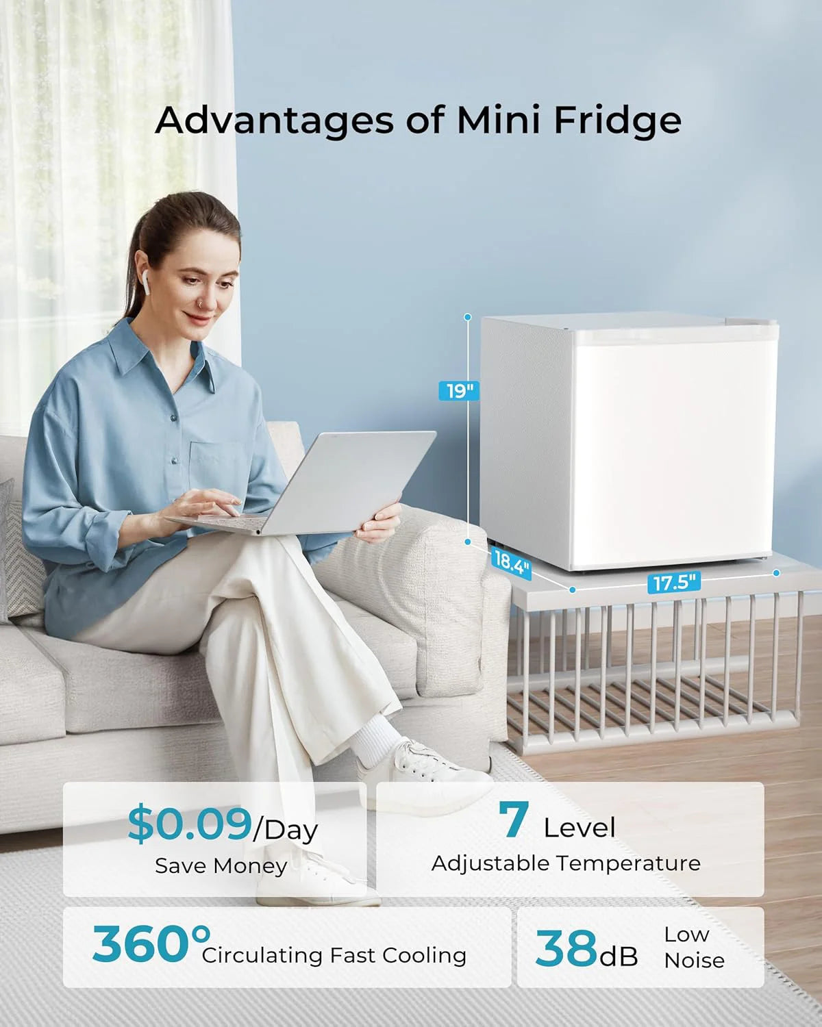 46L Mini refrigerator & Reversible Door Energy Saving Bedroom/office