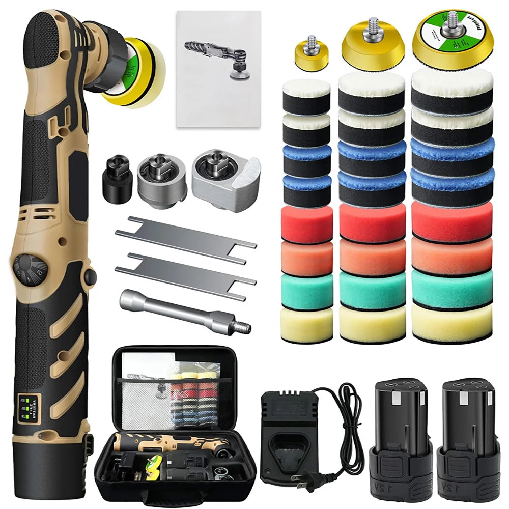 TKKEACE Cordless Mini Car Polisher 110-240V 12V Micro Cordless Scratches Killer DA/RO Car Polisher 11 Speed 1/2/3inch 30 Pads