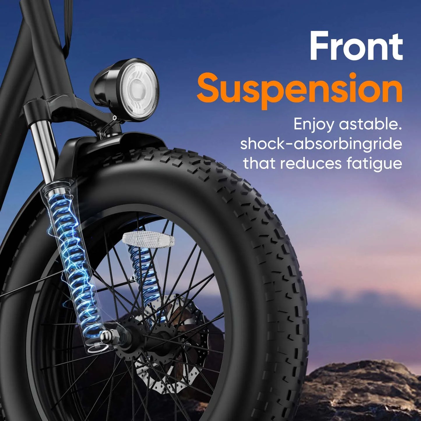URLIFE E20PRO All-Terrain 20" Fat Tire E-Bike 1500W Motor 48V 15.6Ah Battery 100 Mi Range Color Display & Front Suspension