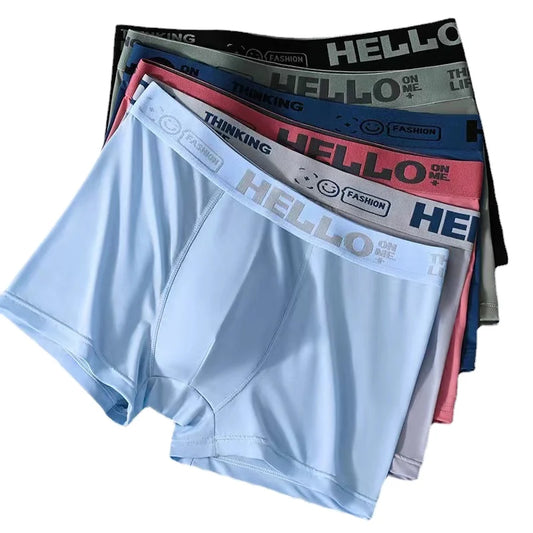 Custom Logo Men Boxer Briefs Factory Wholesale Ice Silk Breathable Underwear Seamless Male Panties OEM ODM Soft Man Underpants