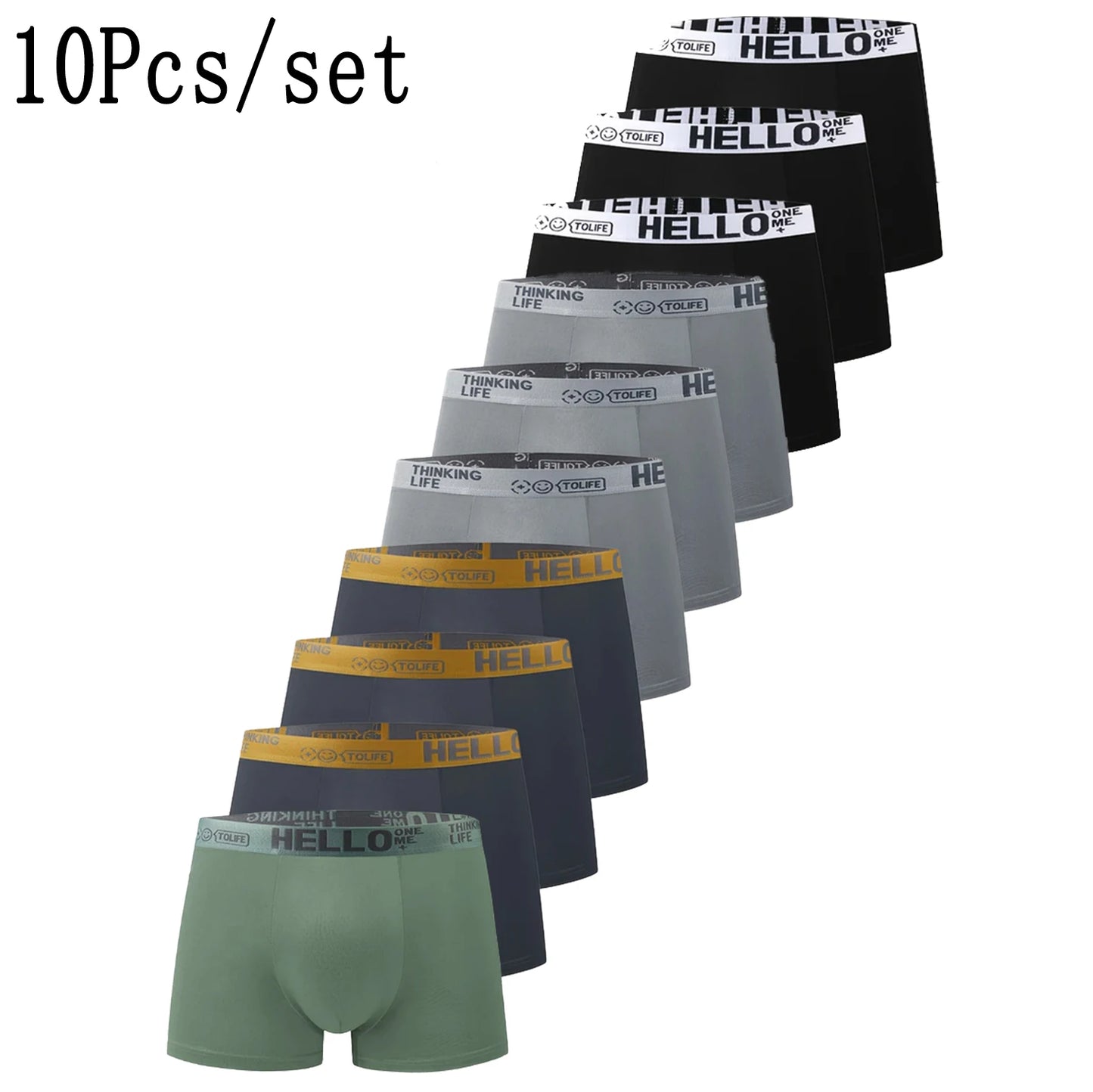 10 Piece Set of Popular Comfortable Men's Flat Underwear, Cool and Breathable Simple Men's and Women's Boxing Pants for Summer