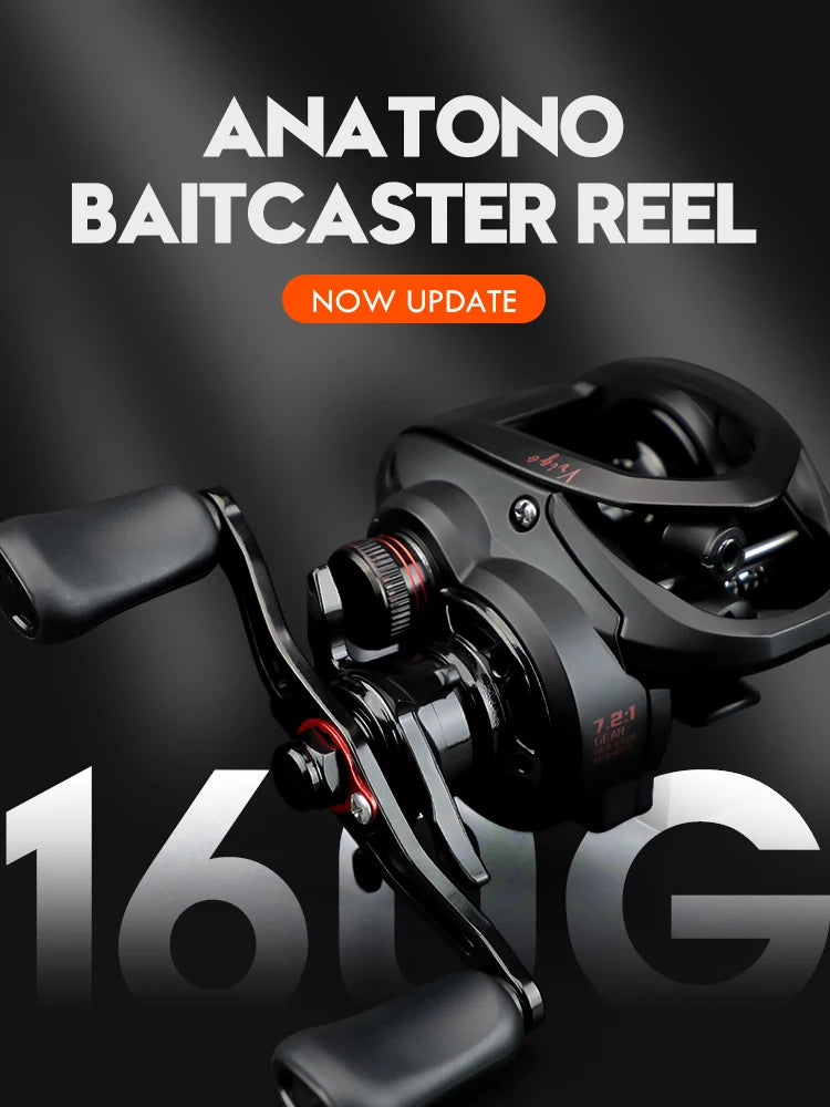ANATONO Vrigo 160g Ultralight Baitcasting Reel BFS Fishing Reel 7.2 Gear Ratio Saltwater 6+1BB 6KG Power Baitcaster