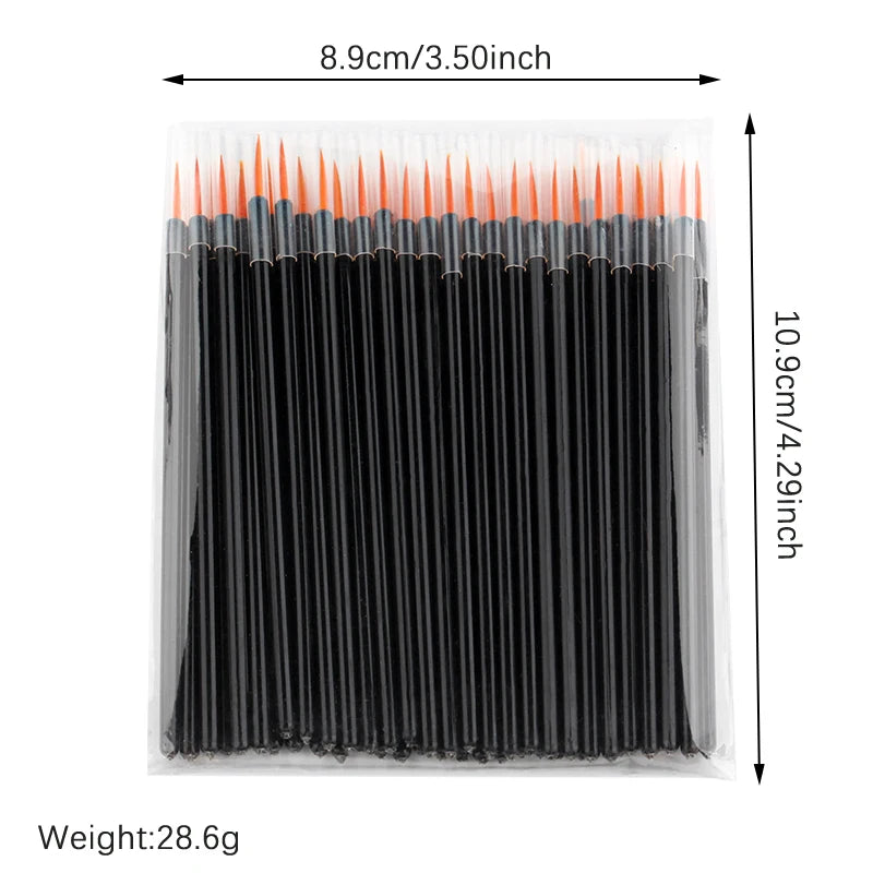 50/100pcs Makeups Eyeliner Brushes Fine Fiber Head Applicator Wand Extensions Cosmetic Brush With Cap Professional Makeup Tools