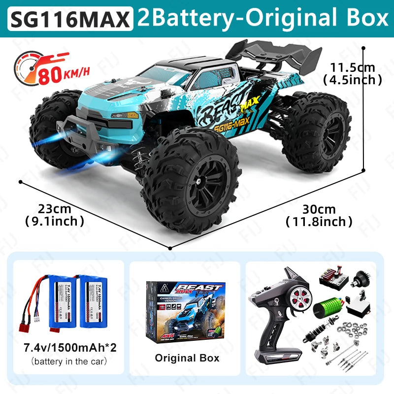 ZLL SG116 MAX RC Car 80KM/H High Speed Off-Road Drift Car Brushless 4WD Professional Racing Cars Remote Control Car for Adults