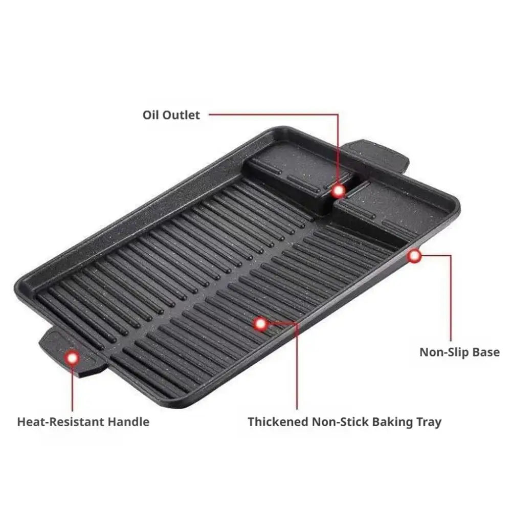 Korean Rectangle BBQ Grill Pan Portable Non-Stick Barbecue Pan Aluminum Titanium Coating Barbecue Pan For Home Party Outdoor