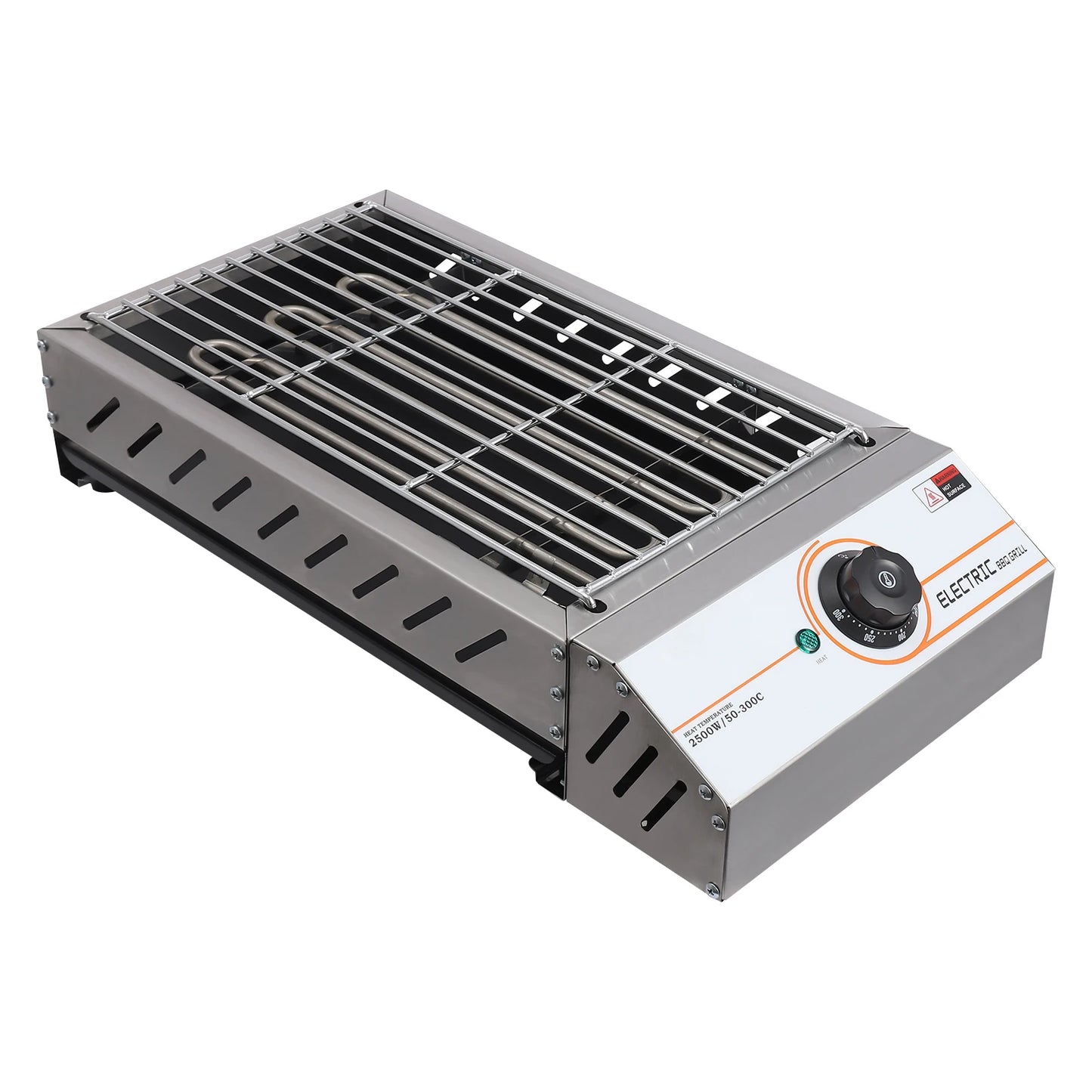 Professional 2500W Electric Tabletop Grill, Large Stainless Steel BBQ Griller with Adjustable Temp 122-572°F for Home, Party