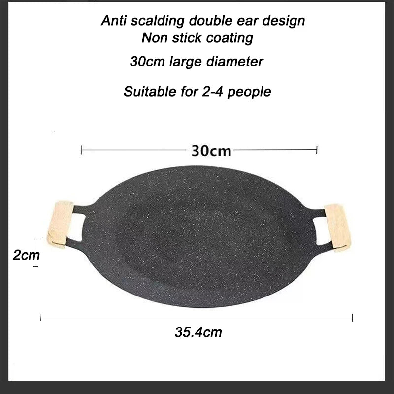 Korean Round Grill Pan Barbecue Pan Pork Belly Non-stick Cooker Maifan Stone Induction Cooker Gas Barbecue Tray Roast Plate