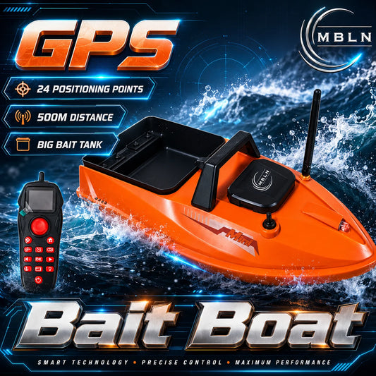 MBLN GPS RC Bait Boat, 500M Remote Fishing Bait Boat with 1.5KG Hopper, Auto Return, Electronic Anchor, Cruise Control