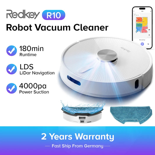 Robot Vacuum Cleaner Redkey R10 ,LiDAR Navigation,APP Control,4000PA Suction,Smart Home Mop,Floor Carpet Washing Tool(1000W)