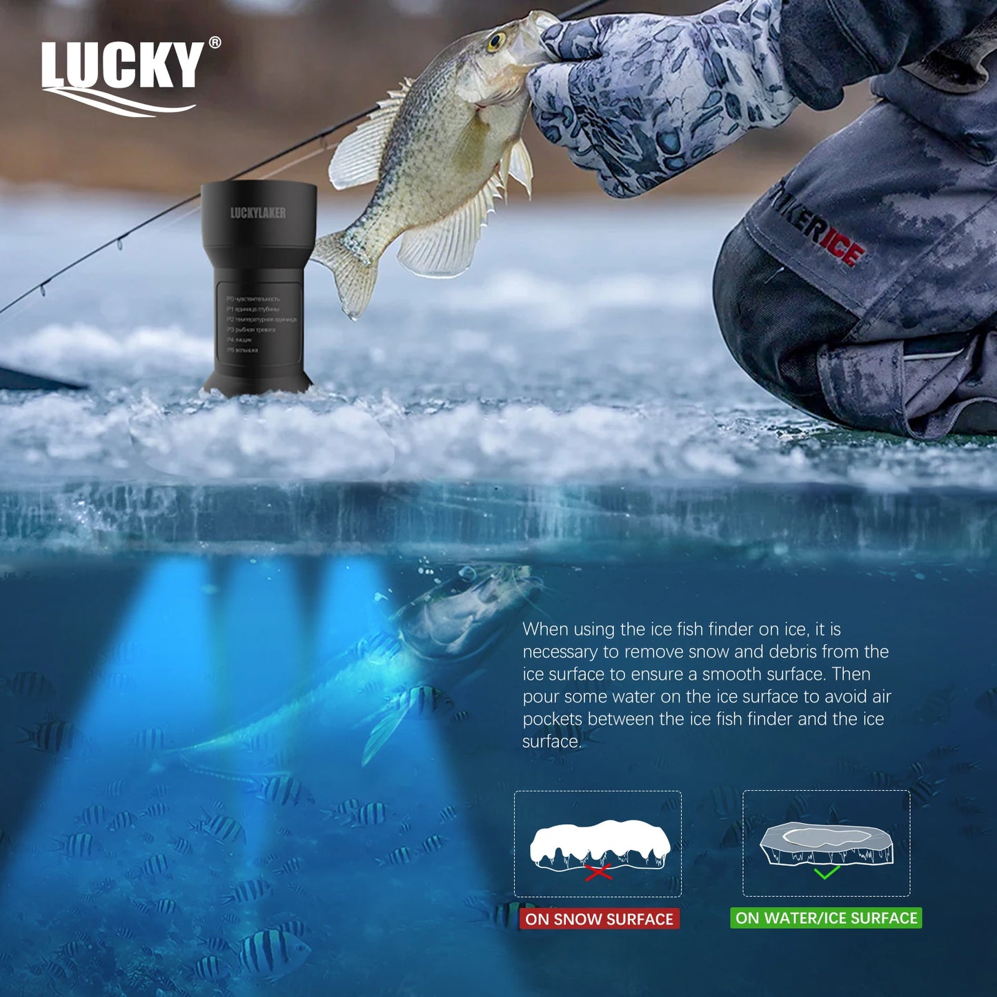 Portable Sonar Fish Finders Fishing Lure  Echo Sounder Russian Manual FF202