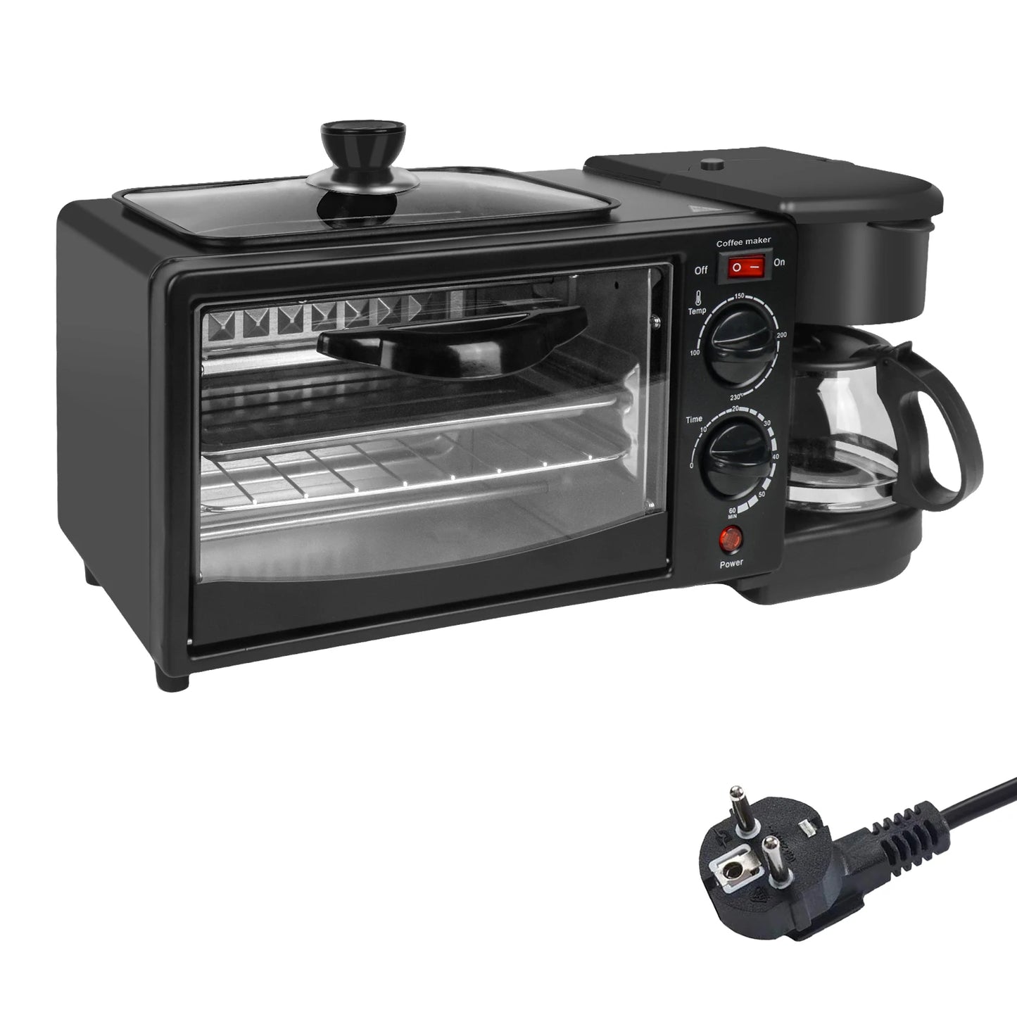 3 In 1 Electric Household Multifunctional Breakfast Machine Sandwich  Multifunction Coffee Maker Oven Bread Pizza Frying Pan