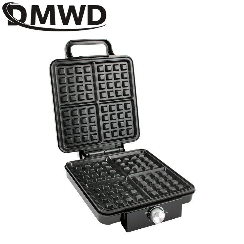 DMWD Electric Waffle Maker Multifunction Breakfast Crepe Baking Machine Muffin Grill Egg Cake Oven 4 pieces Waffle Bakeware EU