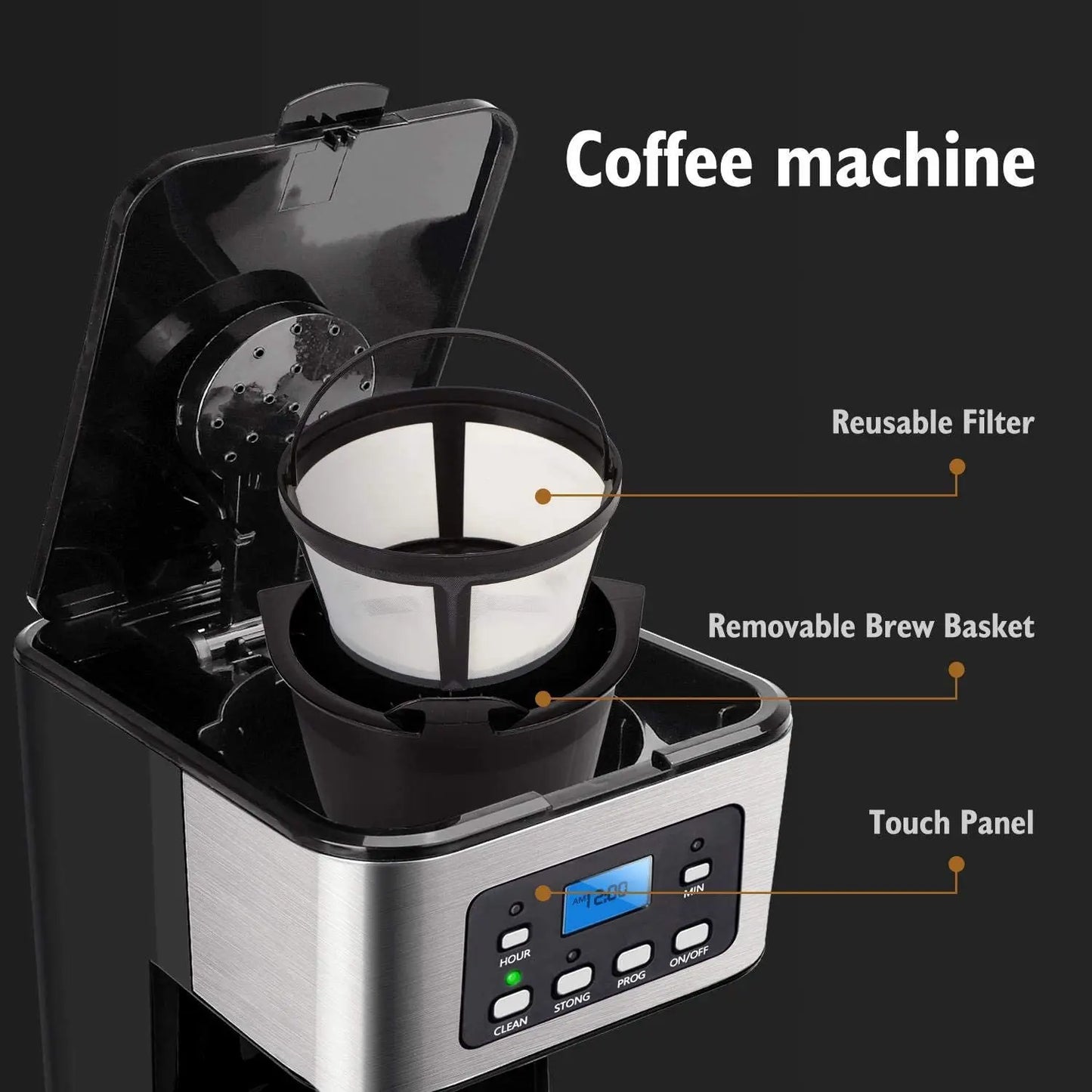 XEOLEO Automatic Coffee Machine Drip Cafe Maker 1.5L Glass Kettle American Espresso Coffee Maker Keep Warm Tea Pot Boiler