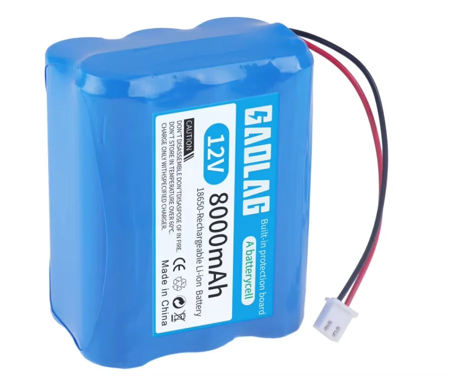 3.7v 7.4v 12v 18650 Li-ion battery 3000mAh 6000mAh 8000mah 9000mAh 12000mAh with PCB protection XH 2.54 2P Plug