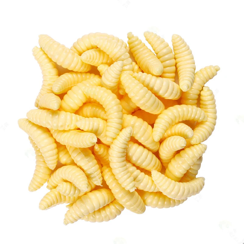 Wholesale 2cm 0.3g Maggot Soft Fishing Lure Silicone Smell Grub Fishing Worms Artificial Fishy Bait 1000/500/300/200/100/50PCS