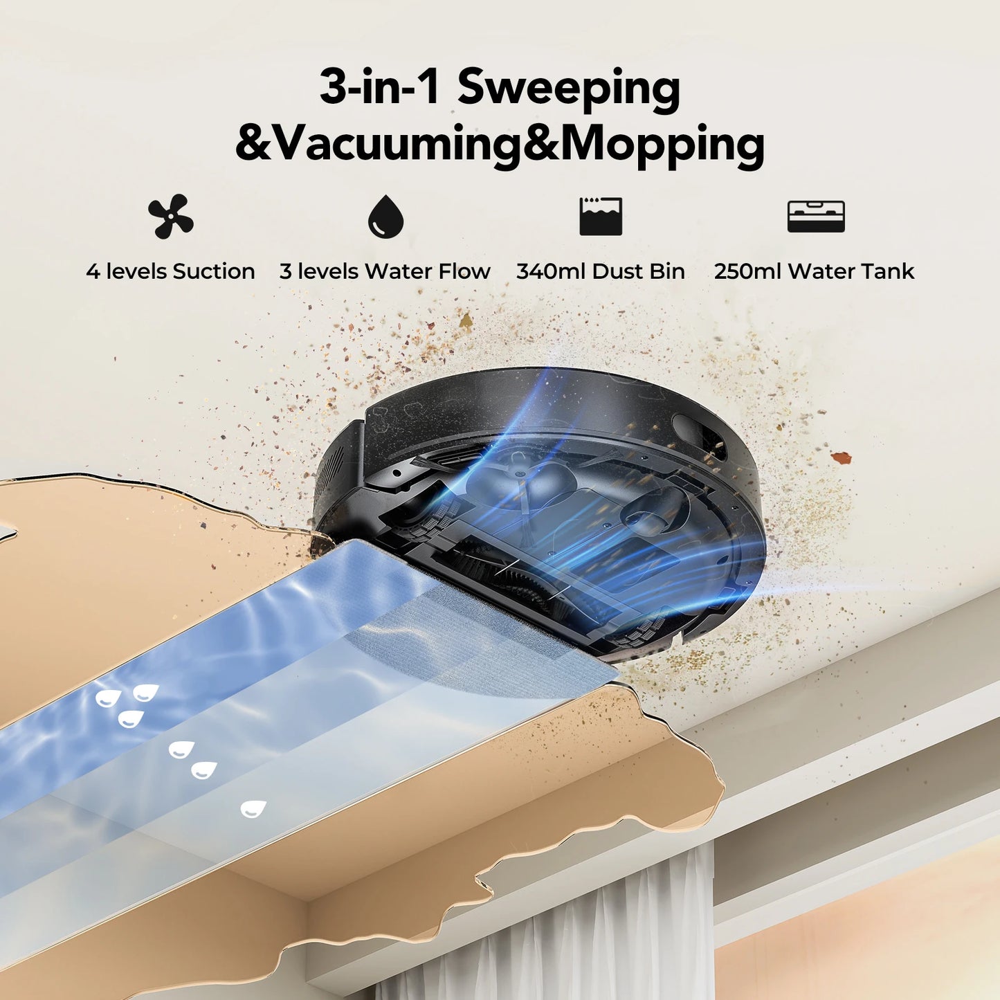 Lubluelu L15 Ultra 3-in-1 Robot Vacuum Mop Combo with LiDAR Navigation 5500Pa Suction Auto-Charging Smart APP 24 No-go Zones