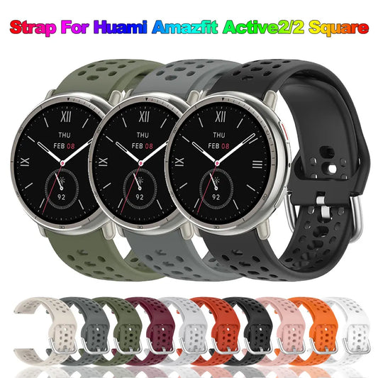 Original Silicone Watchband For Huami Amazfit Active 2 Sport Strap Breathable Bracelet Correa Amazfit Active2 Square Accessories