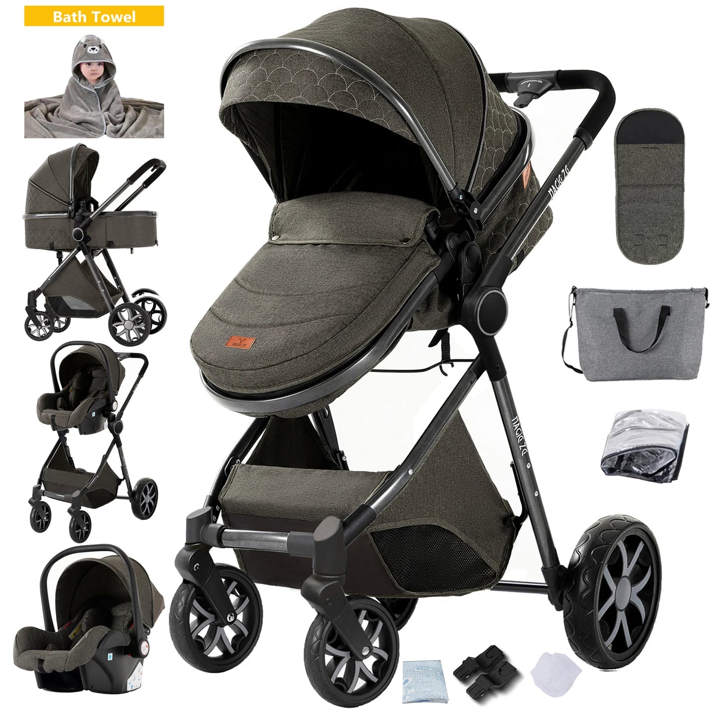 Baby stroller lightweight strollers 3 in 1 Baby carriage baby cart Baby carriage 3 in 1 Multiple stroller cradle for newborns