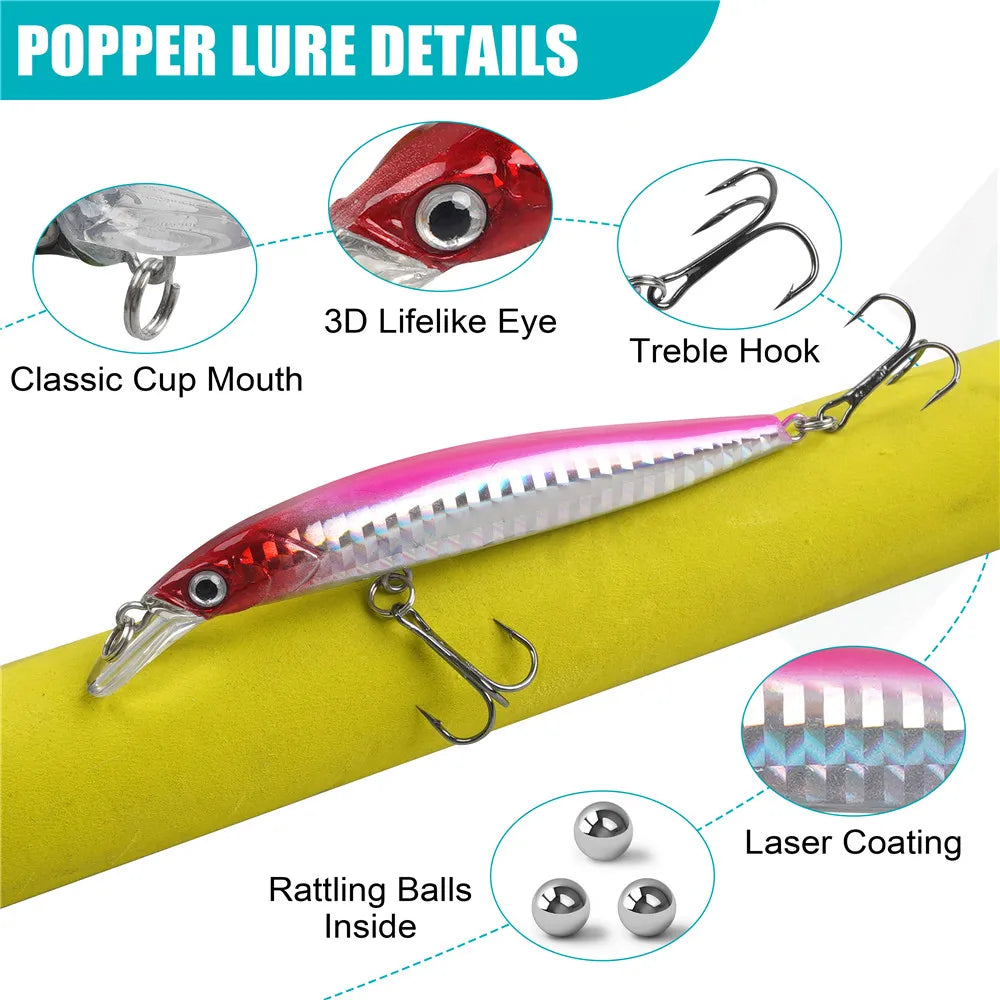 8pcs Minnow Lures for Bass Jerkbait Crankbaits Fishing Hard Baits Swimbaits Pencil Artificial bait Trout lure Fishing Equipment