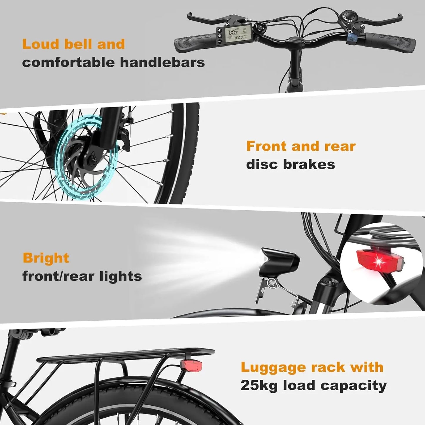 HITWAY Electric bike, 28 electric bikes, city e-bike with removable battery 36V 13Ah, motor 250W, 7 speeds