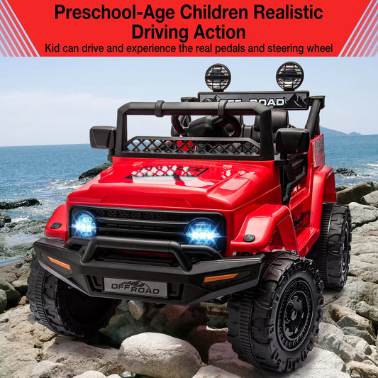 Electric Car for Kids with Remote Control 12V Ride On Car with Seat Belt, Music (MP3/USB/TF), LED Light, Children's for 3+ Years