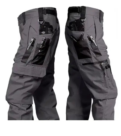Black Camo Cargo Pants Outdoor Multi-pocket Ripstop Waterproof Trousers Male Autumn Wear-resistant Training Fishing Work Pant