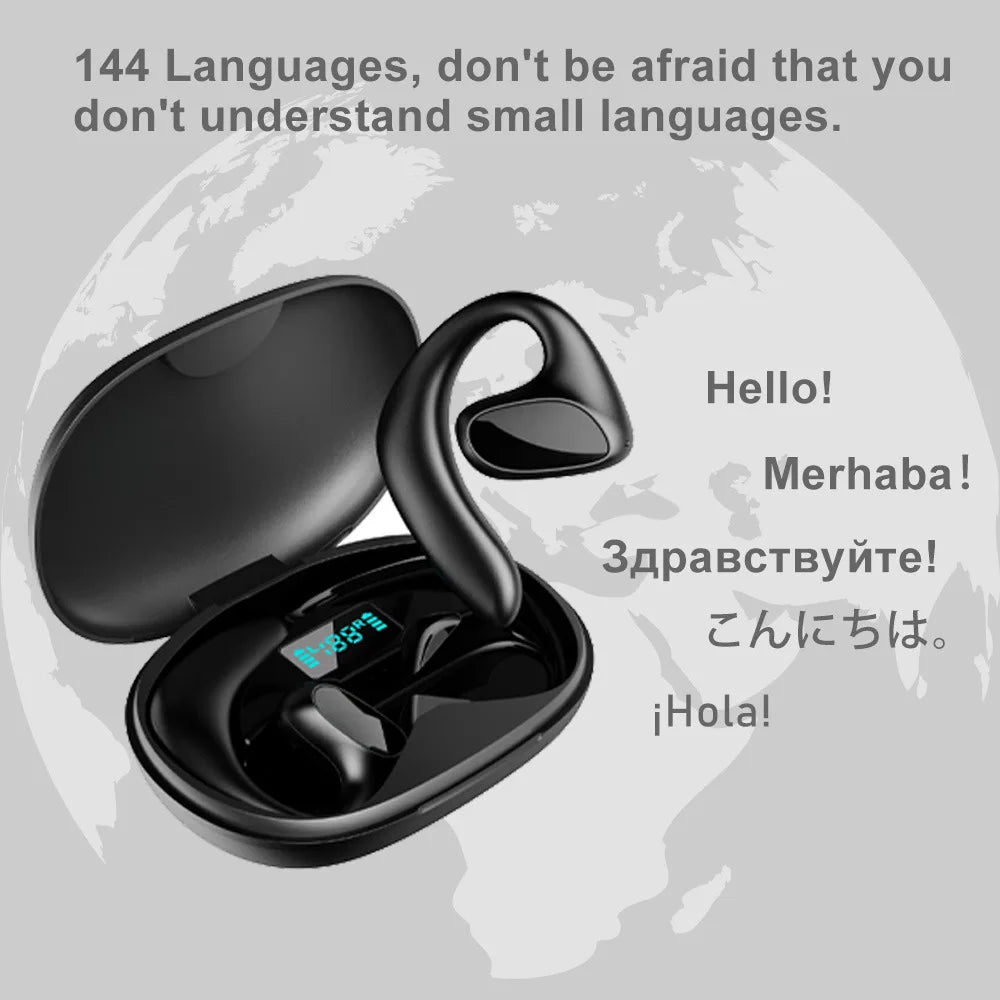 M8 Intelligent Translator Earbuds 144 Languages High Accuracy Wireless Bluetooth Two Way Ear-hanging Translator Headsets Device