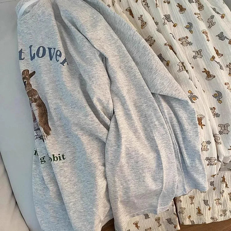 Spring and Autumn New Ladies Ins Style Pajamas Homewear Set Cartoon Girl Long-Sleeved Long Pants Korean Pajamas Homewear Set