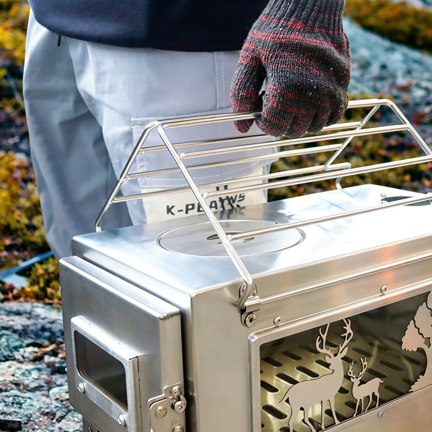 Outdoor Tent  Firewood Stove, Camping Heating Stove, Large Stainless Steel Stove, Outdoor Cooking, Barbecue Heating