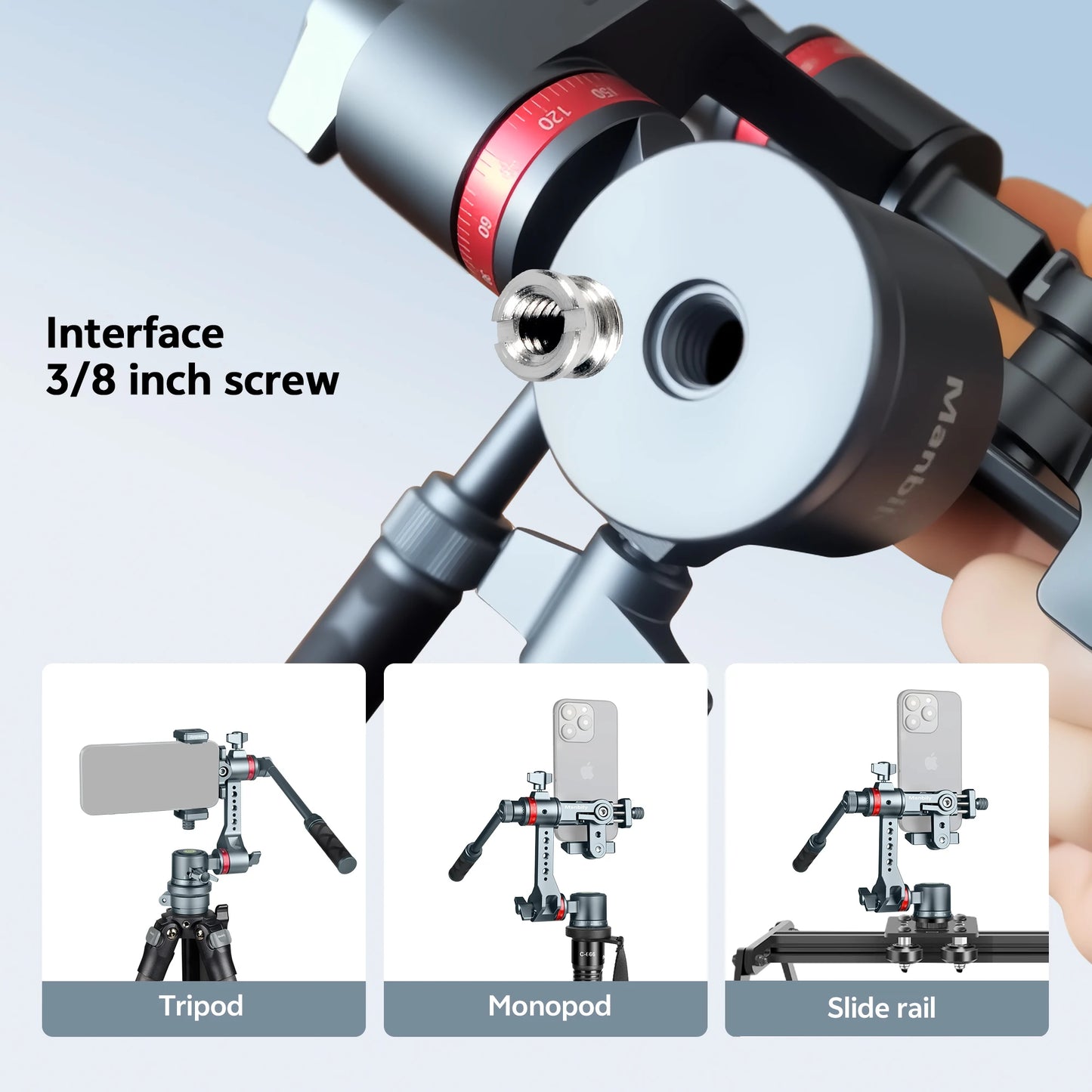 Manbily Mobile Gimbal 3-Axis Stabilizer 360 Degree Rotation Universal Phone Holder YJ-002 with Handle for Mobile iphone Camera