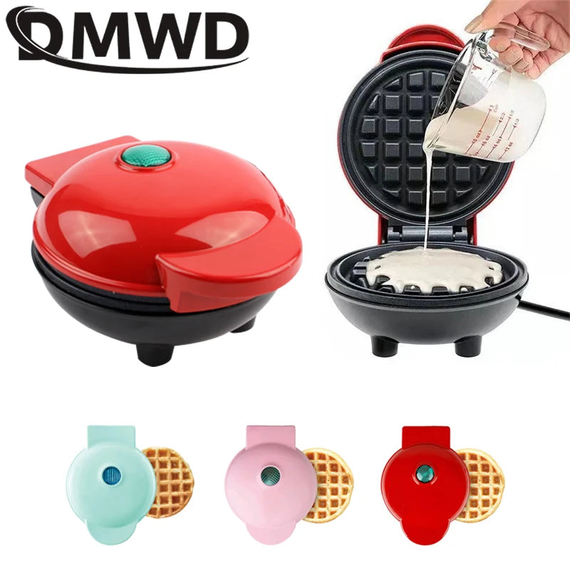 DMWD Electric Mini Waffle Maker Double-Sided Heating Home Breakfast Roaster Kitchen Small Dessert Cooking Machine 110V/220V