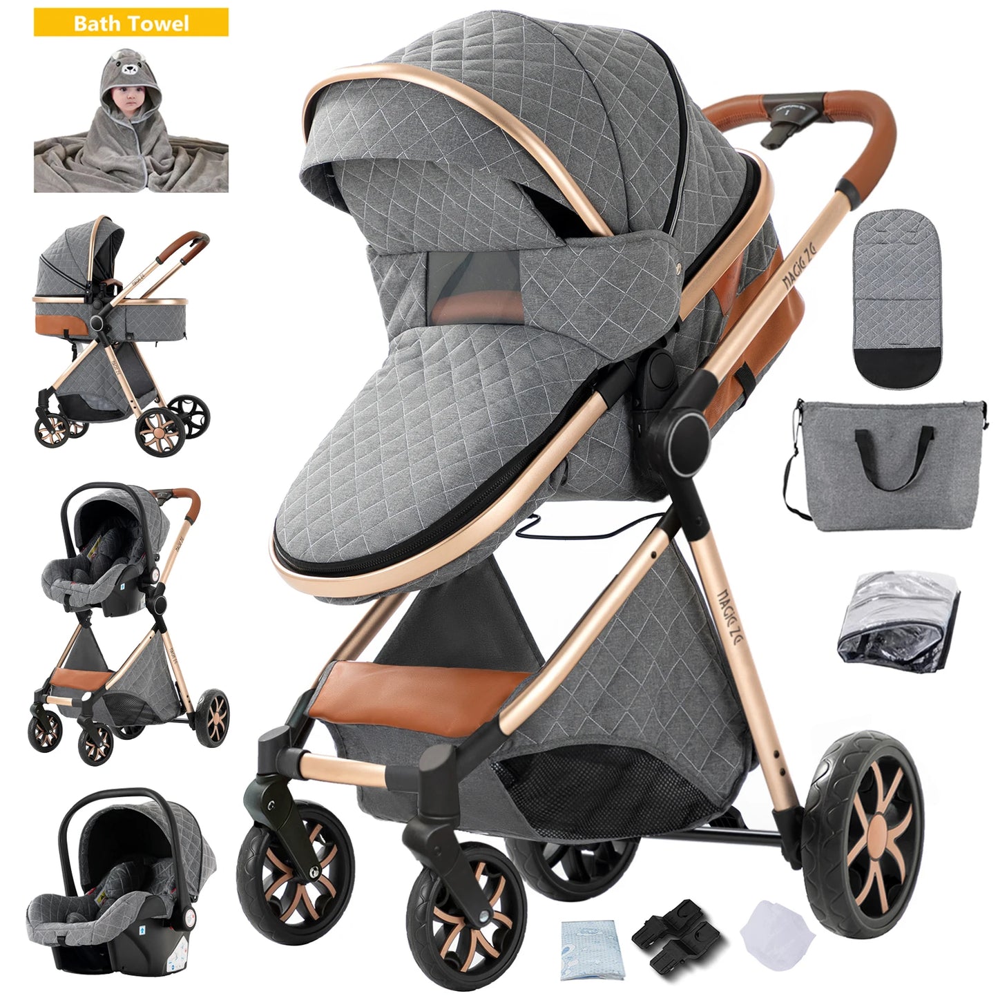 Baby stroller lightweight strollers 3 in 1 Baby carriage baby cart Baby carriage 3 in 1 Multiple stroller cradle for newborns