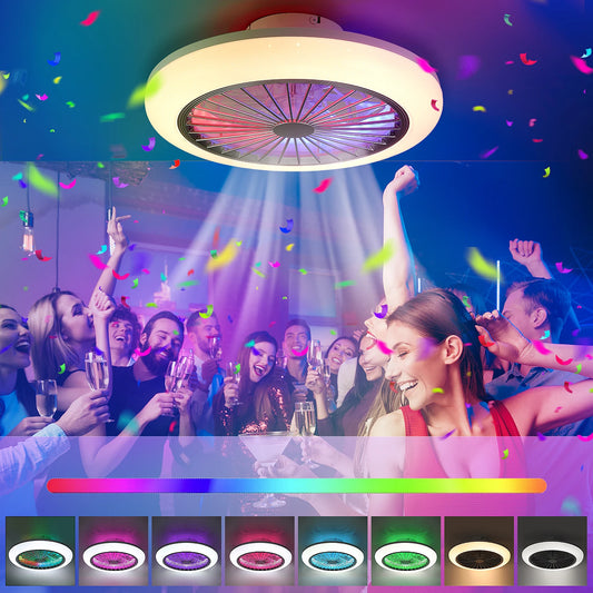 50W Quiet Ceiling Fan with Light, RGB Color Changing Dimmable, Timer 6 Speed Settings for living room bedroom