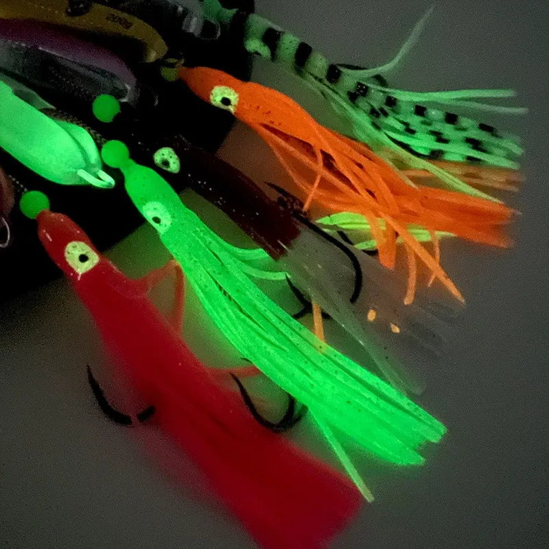 1Pcs Inchiku Jig Lures 40g-200g Slow Metal Jig Luminous Squid Hook Sinking Saltwater Spinning Fishing for Marlin Snapper Grouper