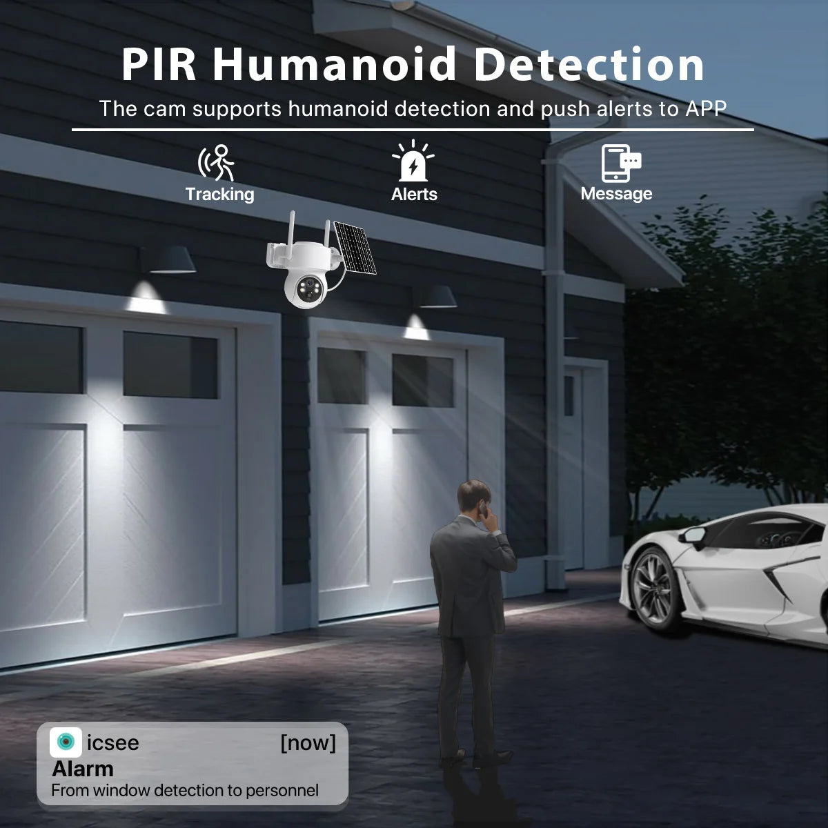 WONSDAR Built-in Battery WiFi PTZ Outdoor Wireless Solar IP Camera HD Video Surveillance Camera Long Time Standby iCSee