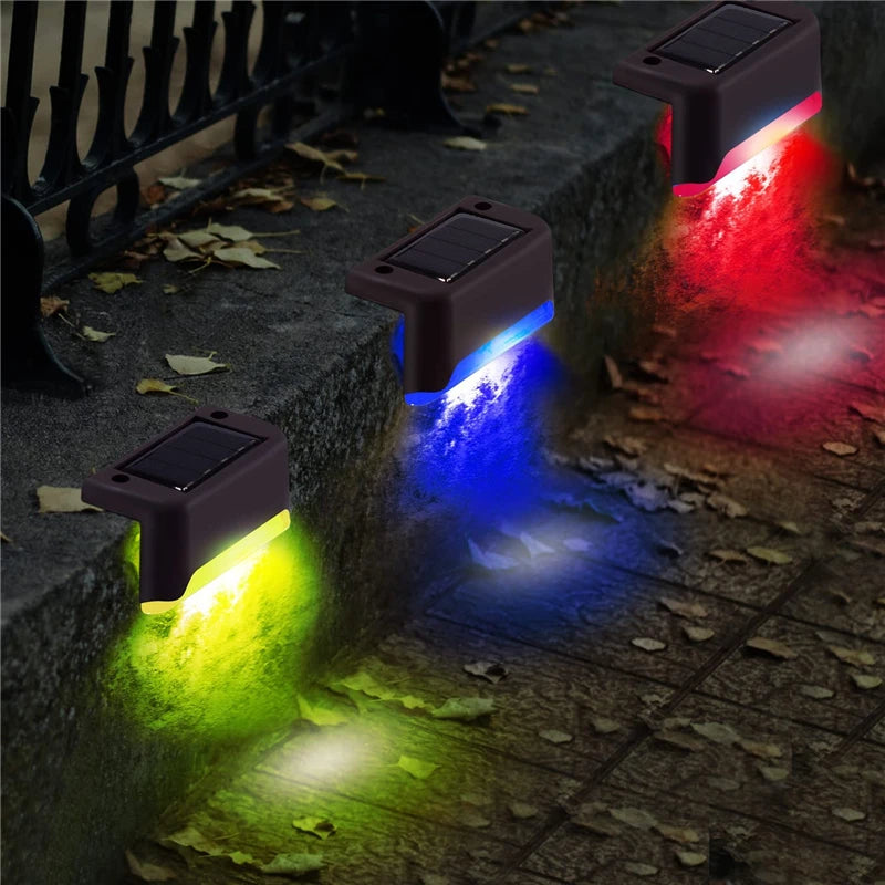 Outdoor Solar LED Step Lamp Waterproof Path Stair Garden Lights Balcony Decoration for Upstairs Downstairs Patio Fence Yard